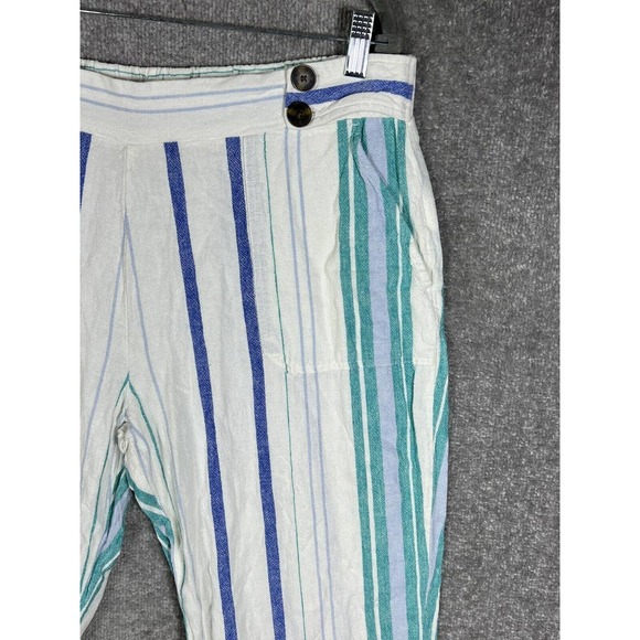 Ellen Tracy Linen Rayon Striped Pull On Pants Womens Size XL Pockets - Picture 7 of 16